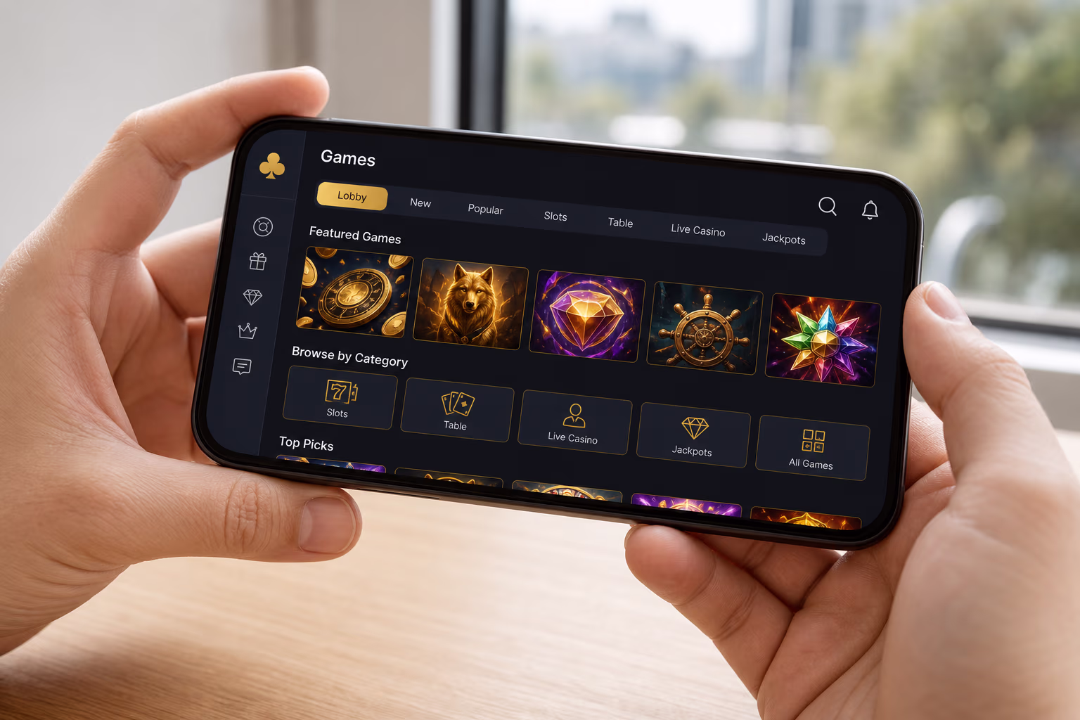 Casino Games, Pokies and Live Sections